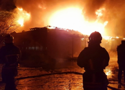 В Новочеркасске два пожарных расчета тушили гараж с автомобилем 